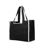 Loewe Font Tote Large Shoulder Bag Black Raffia Calf — view 2