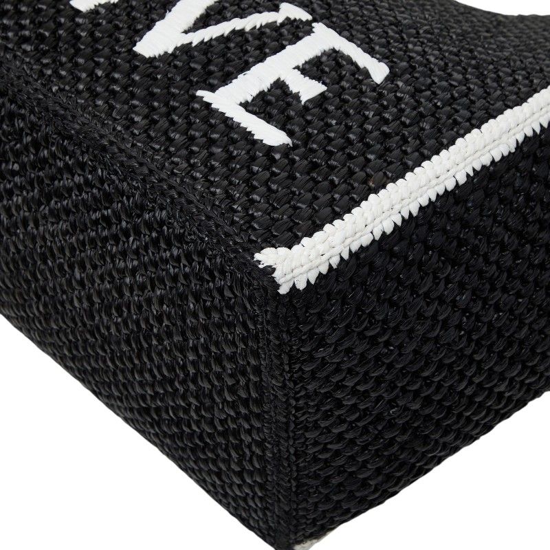 Loewe Font Tote Large Shoulder Bag Black Raffia Calf — view 4