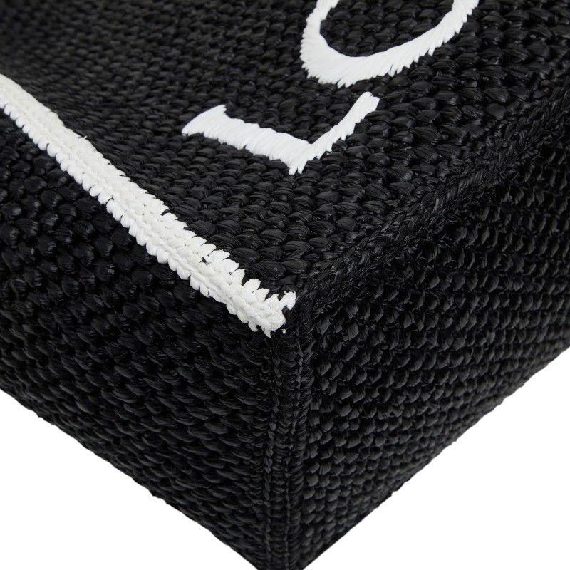 Loewe Font Tote Large Shoulder Bag Black Raffia Calf — view 5