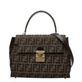 Fendi Zucca 2-Way Shoulder Bag Brown Canvas Leather