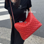 Chanel French Riviera Quilted CC Logo Shoulder Bag Caviar Leather Red Silver — view 2