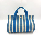 Hermes Cannes PM Canvas Blue White Handbag Silver