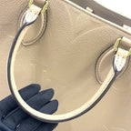 Louis Vuitton On The Go MM 2-Way Gray Leather Beige Tote Gold — view 7