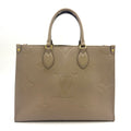 Louis Vuitton On The Go MM 2-Way Gray Leather Beige Tote Gold
