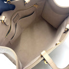 Louis Vuitton On The Go MM 2-Way Gray Leather Beige Tote Gold — view 3