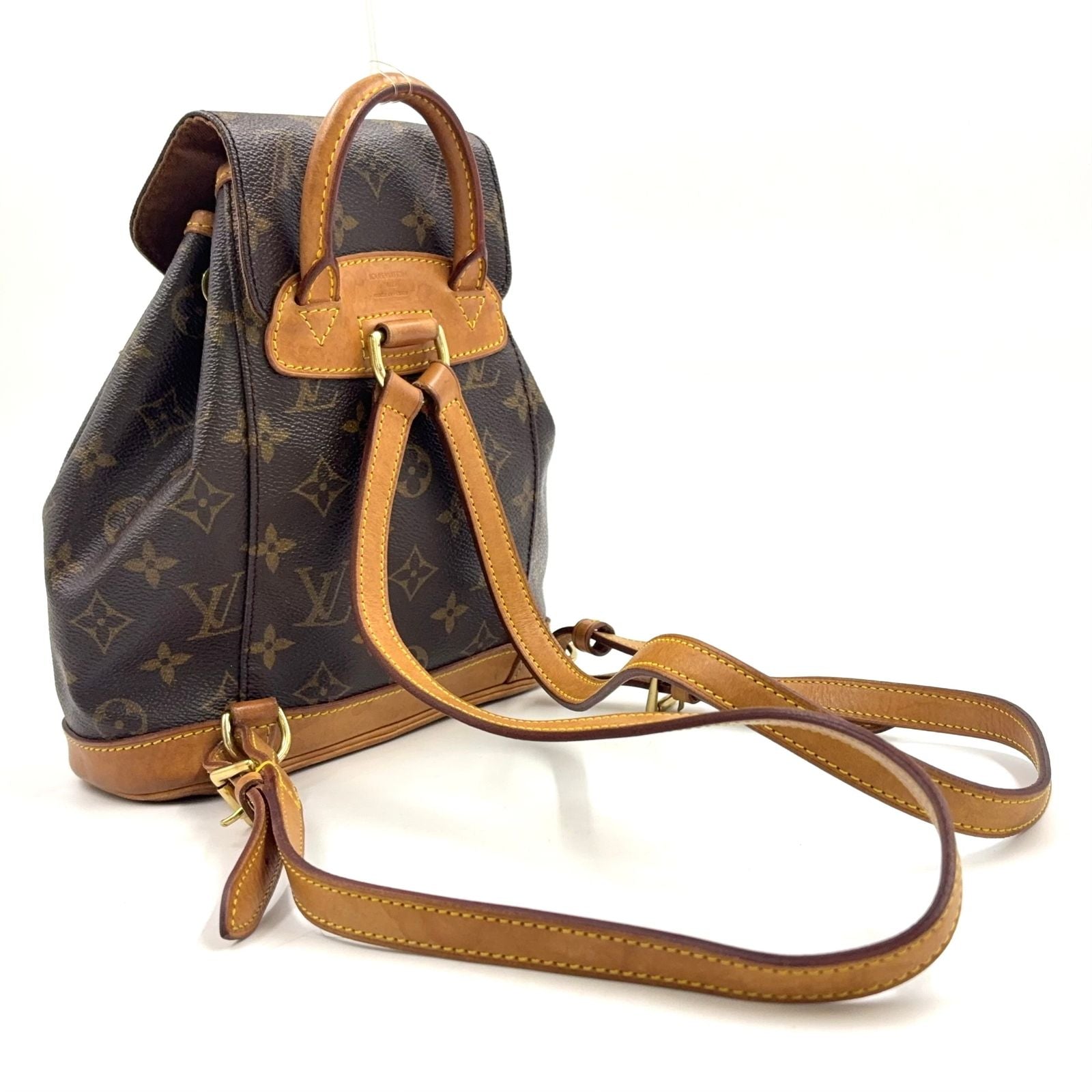 Louis Vuitton Minimontsouris Monogram Leather Brown Backpack Gold — view 2