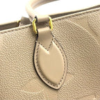 Louis Vuitton On The Go MM 2-Way Gray Leather Beige Tote Gold — view 9