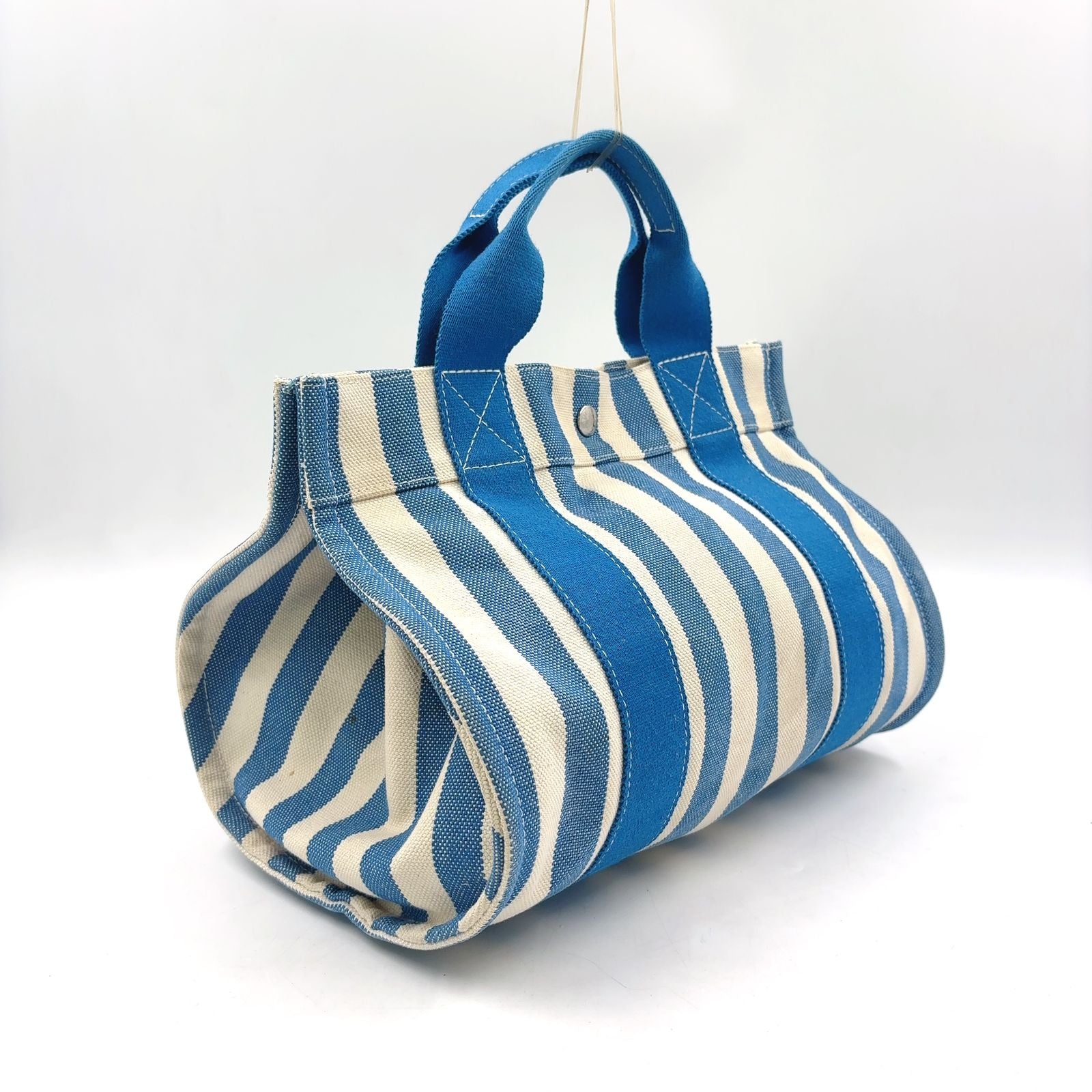 Hermes Cannes PM Canvas Blue White Handbag Silver — view 2