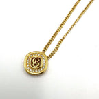 Dior CD Logo Square Rhinestone Color Clear Gold Necklace