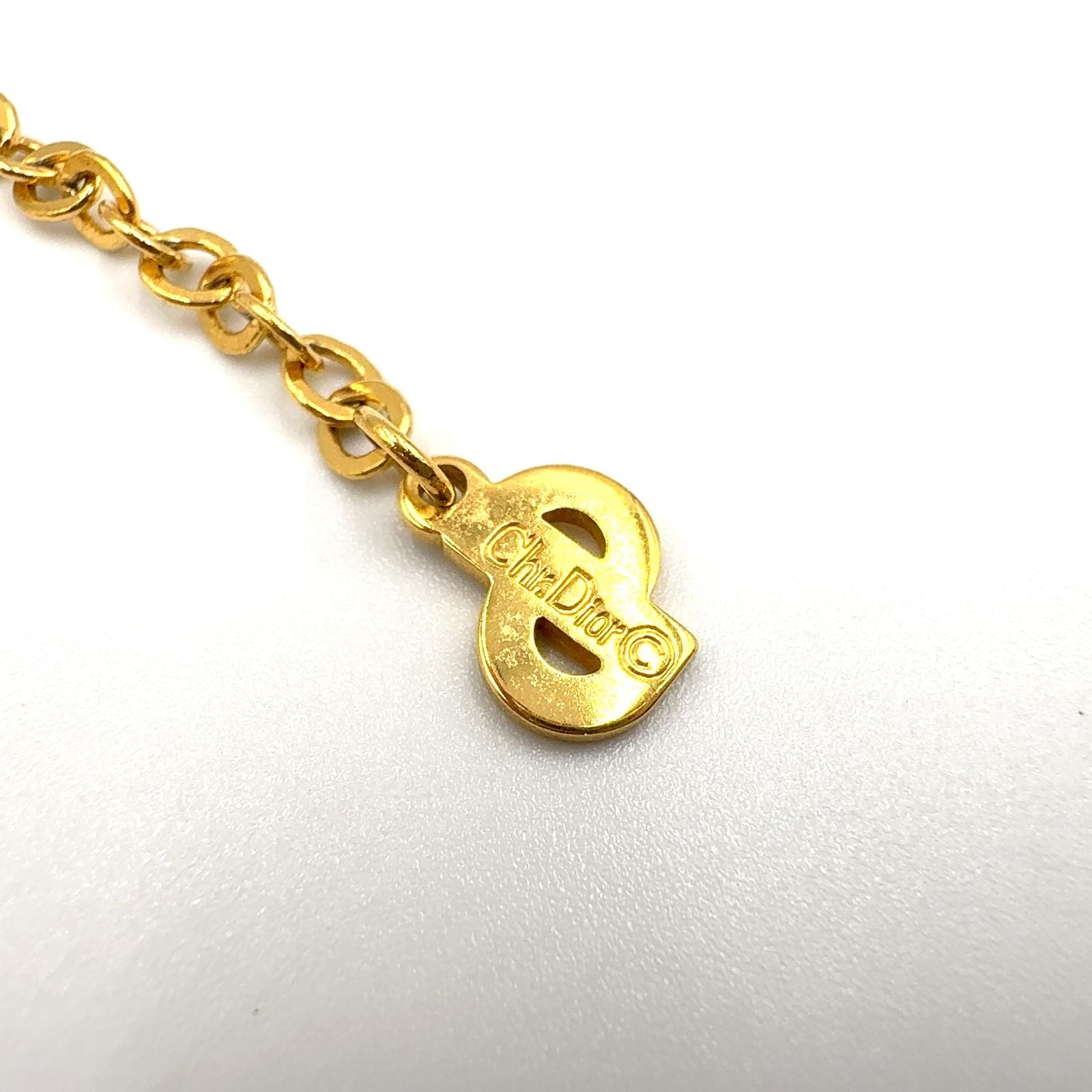 Dior CD Logo Square Rhinestone Color Clear Gold Necklace — view 4