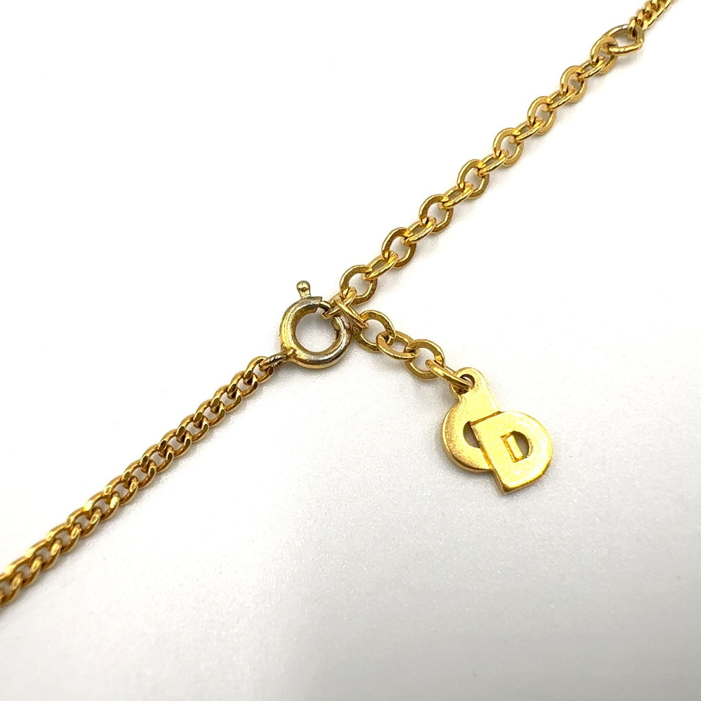 Dior CD Logo Square Rhinestone Color Clear Gold Necklace — view 6