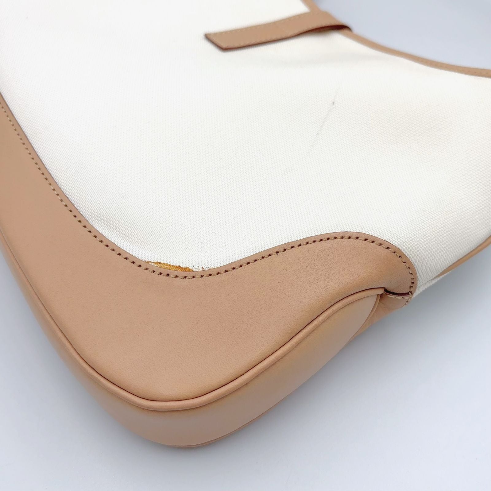 Gucci Jackie Leather Canvas White Lightbrown Oneshoulder Silver Handbag — view 6