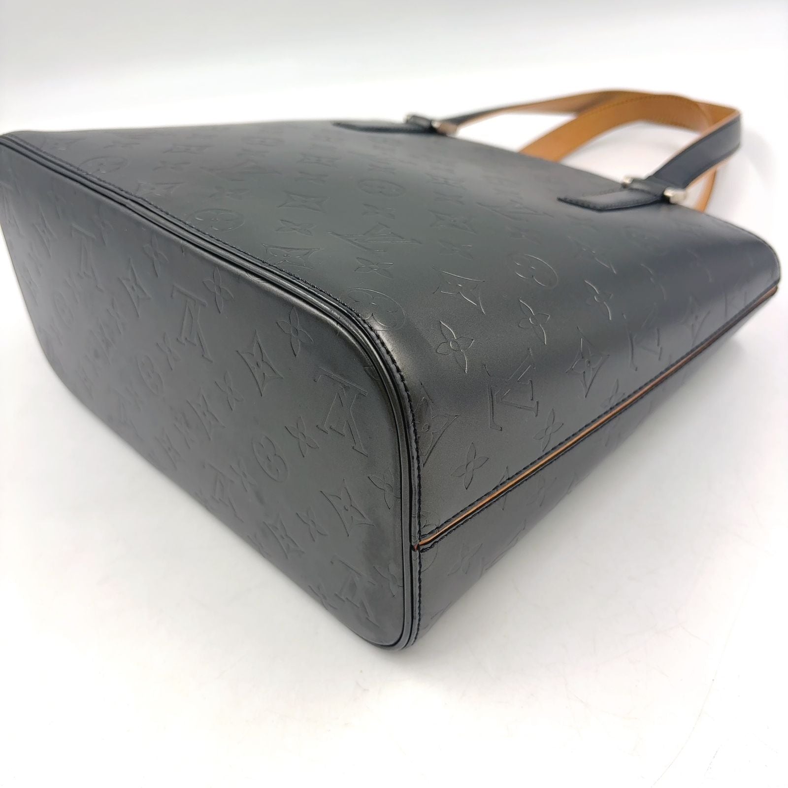 Louis Vuitton Monogram Mat Noir Leather Calf Black Lightbrown Handbag Silver — view 9