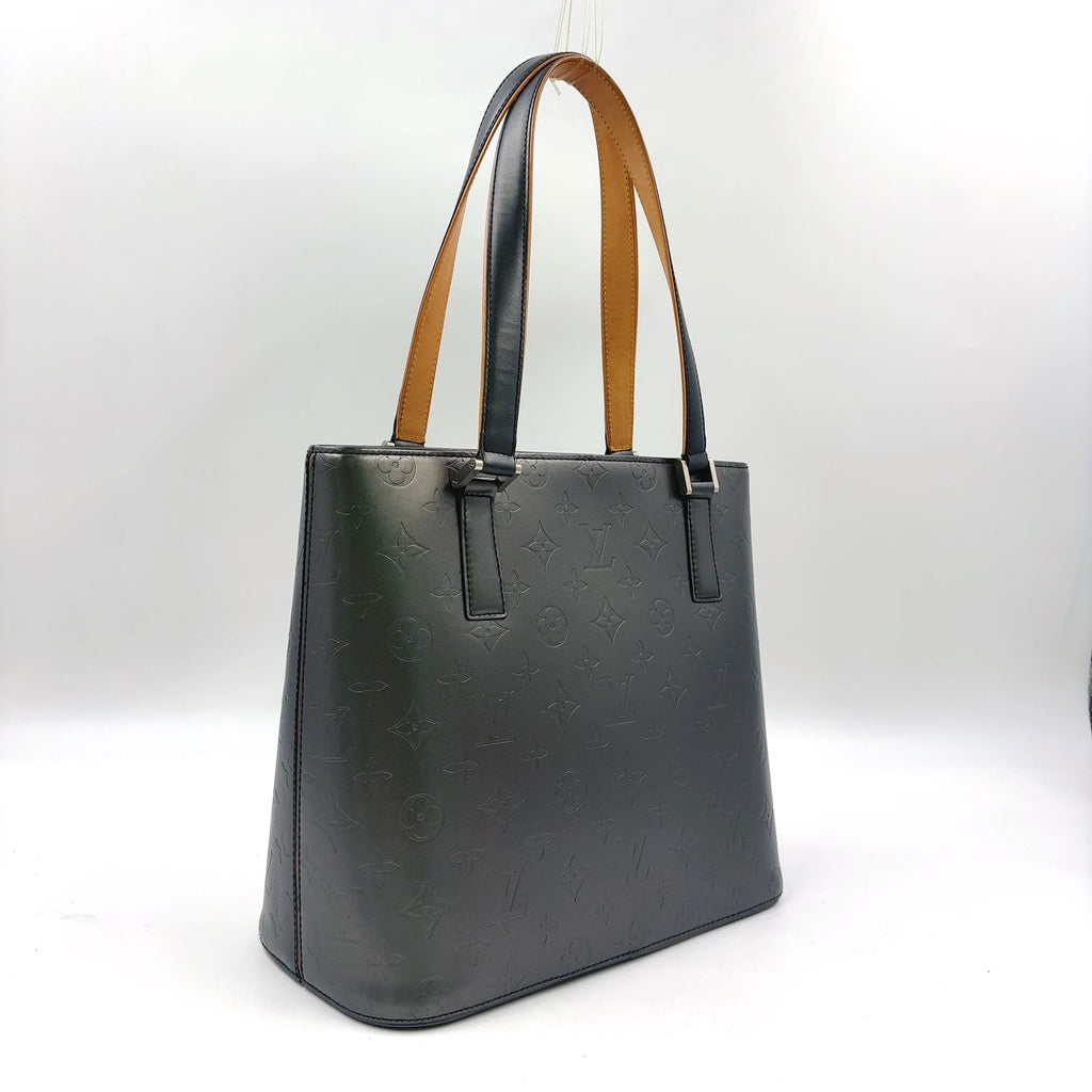 Louis Vuitton Monogram Mat Noir Leather Calf Black Lightbrown Handbag Silver — view 2