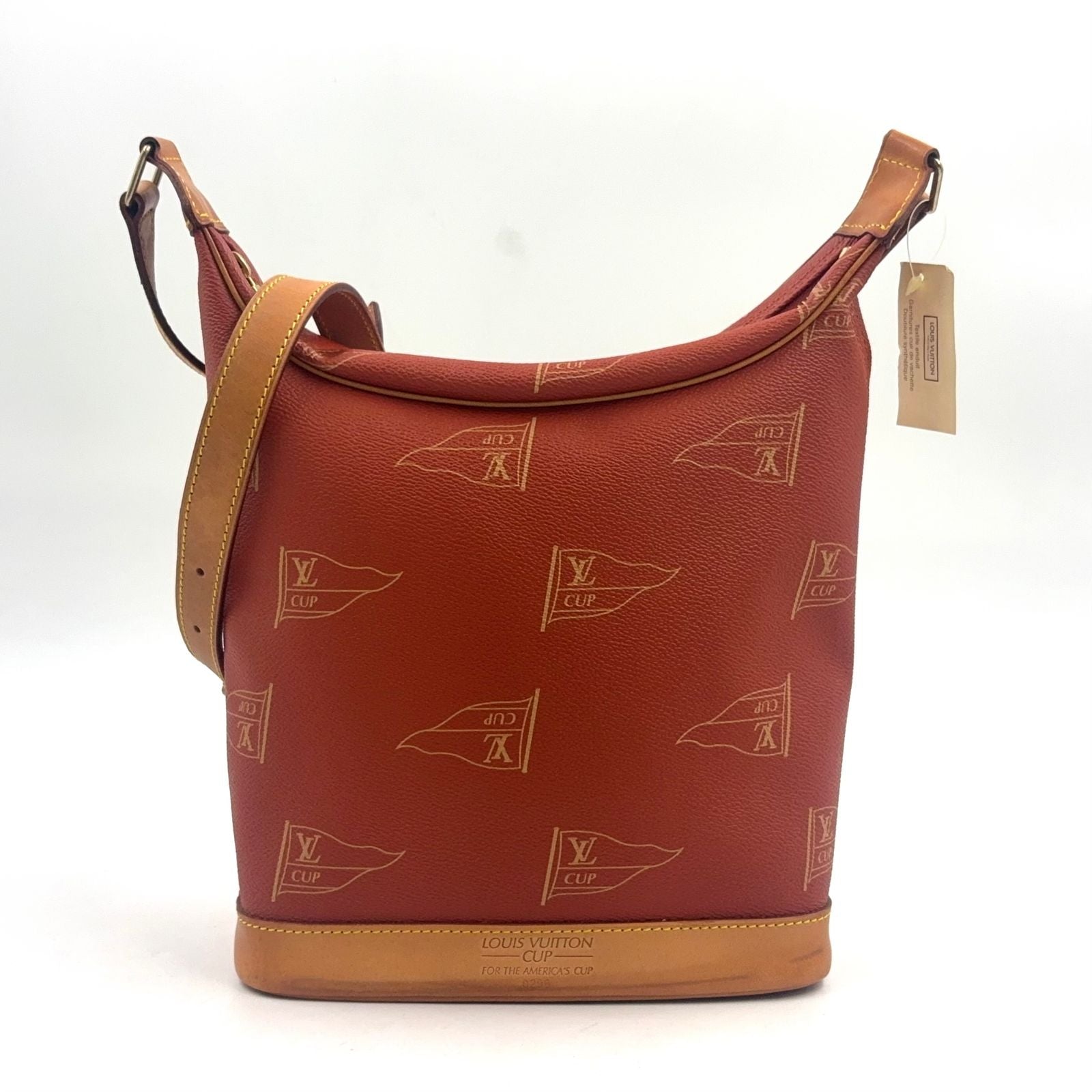 Louis Vuitton Leather Orange Brown Shoulder Bag Gold