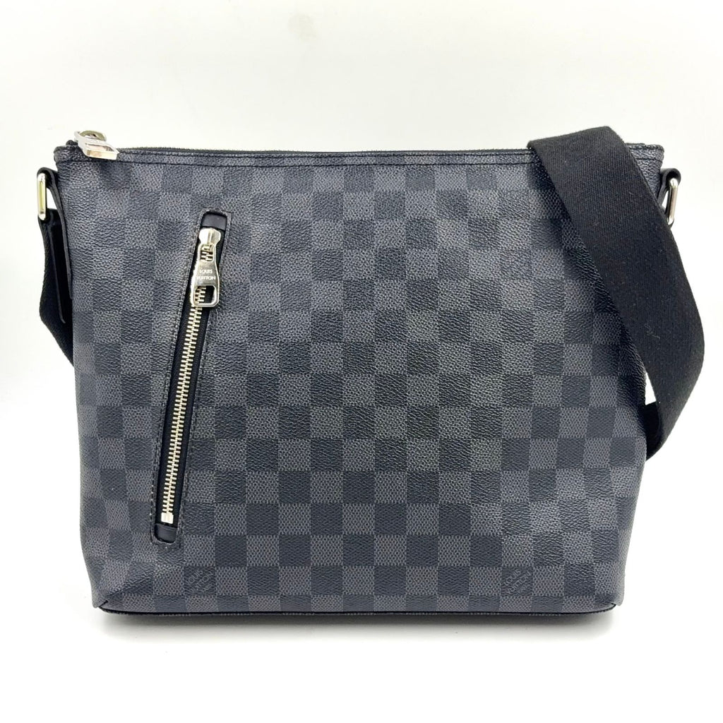 Louis Vuitton Mick PM Damier Graphite Leather Black Shoulder Bag Silver