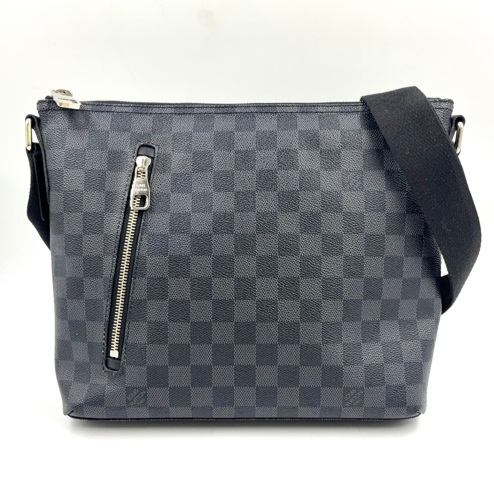 Louis Vuitton Mick PM Damier Graphite Leather Black Shoulder Bag Silver