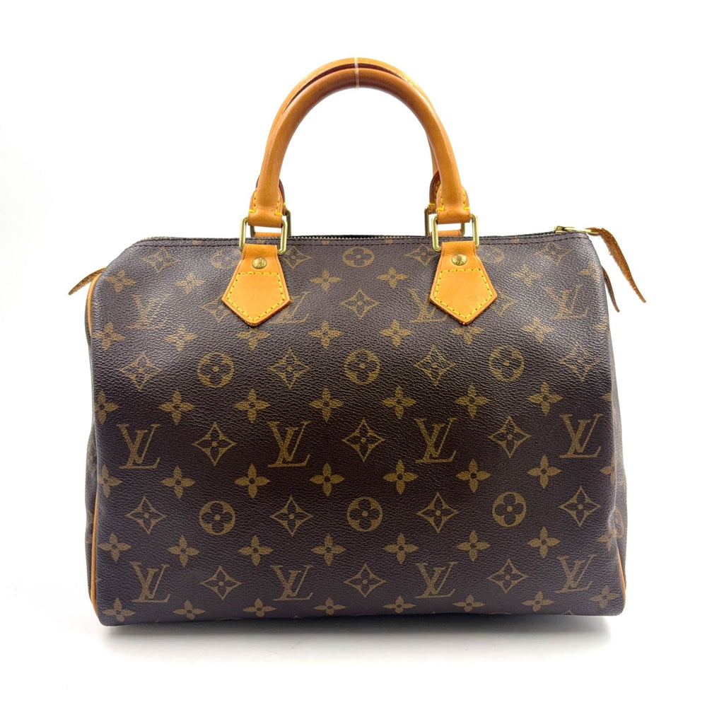 Louis Vuitton Speedy 30 Monogram Leather Brown Handbag Gold