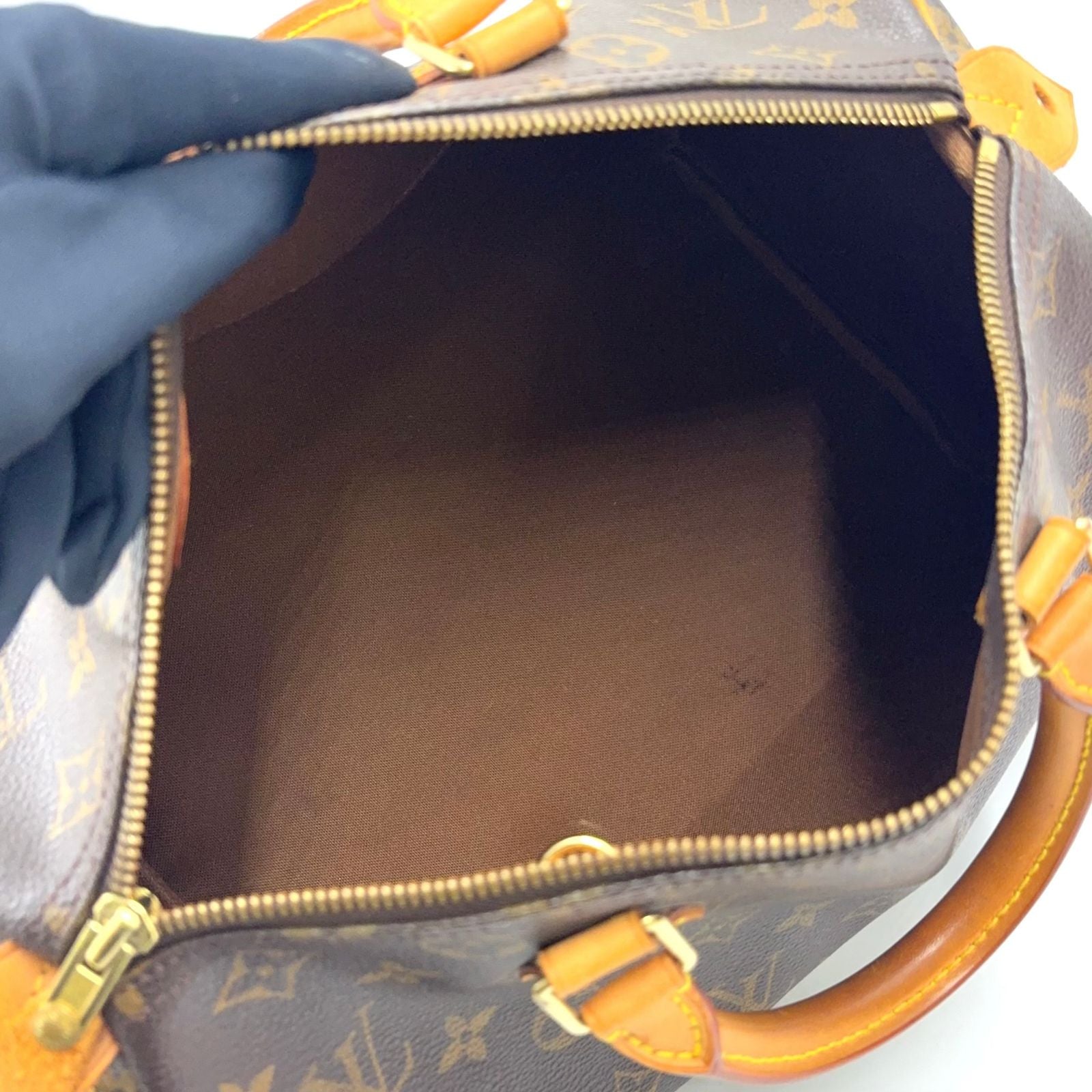 Louis Vuitton Speedy 30 Monogram Leather Brown Handbag Gold — view 3