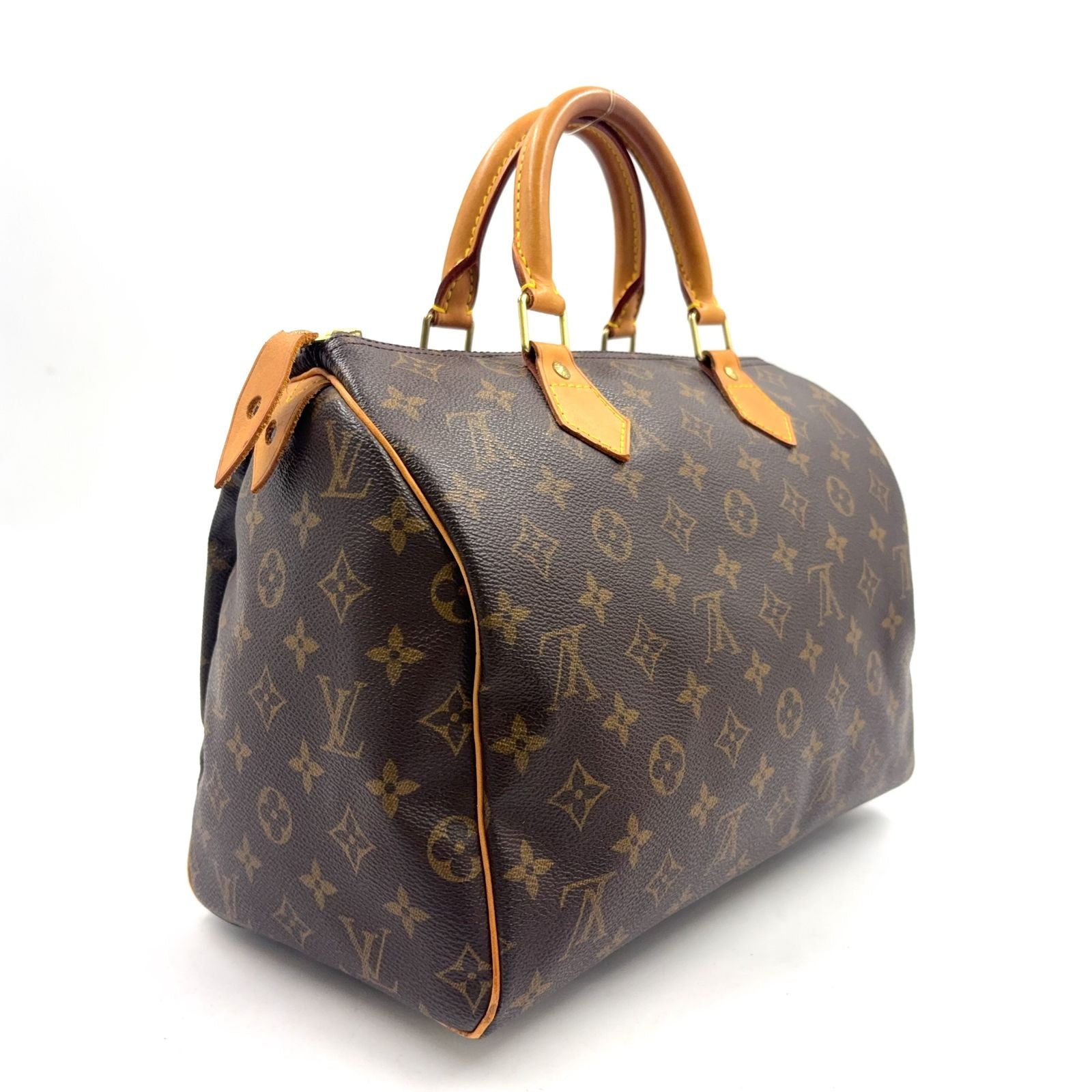 Louis Vuitton Speedy 30 Monogram Leather Brown Handbag Gold — view 2