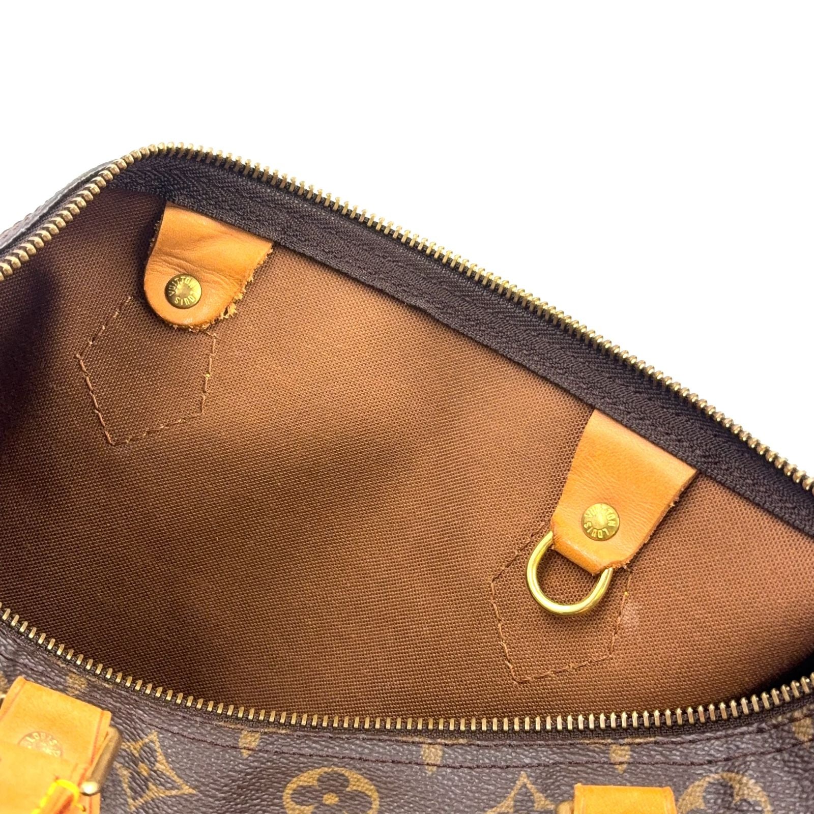 Louis Vuitton Speedy 30 Monogram Leather Brown Handbag Gold — view 6