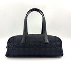 Chanel New Travelline Stand Leather Nylon Black Handbag Gold