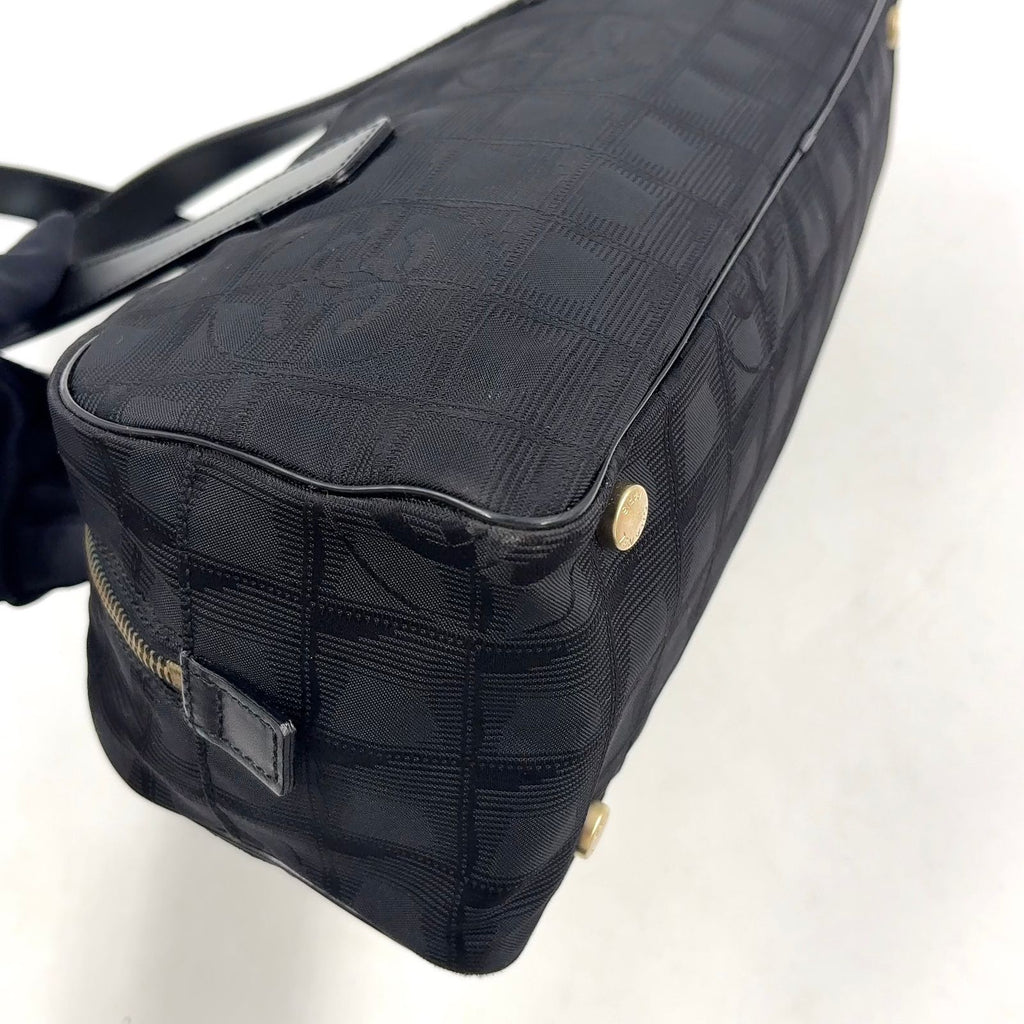 Chanel New Travelline Stand Leather Nylon Black Handbag Gold — view 8