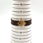 Louis Vuitton Bracelet Monogram Leather Metal Brown Lightbrown Gold — view 9
