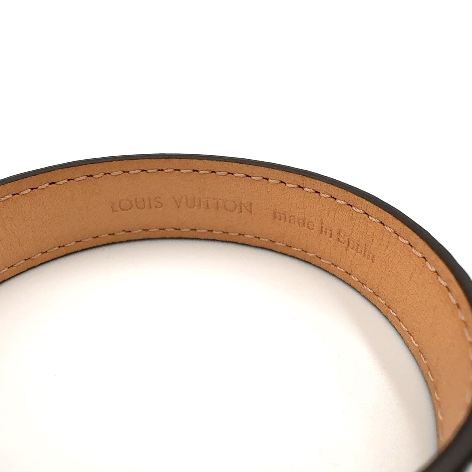 Louis Vuitton Bracelet Monogram Leather Metal Brown Lightbrown Gold — view 4