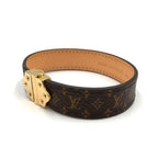 Louis Vuitton Bracelet Monogram Leather Metal Brown Lightbrown Gold — view 2