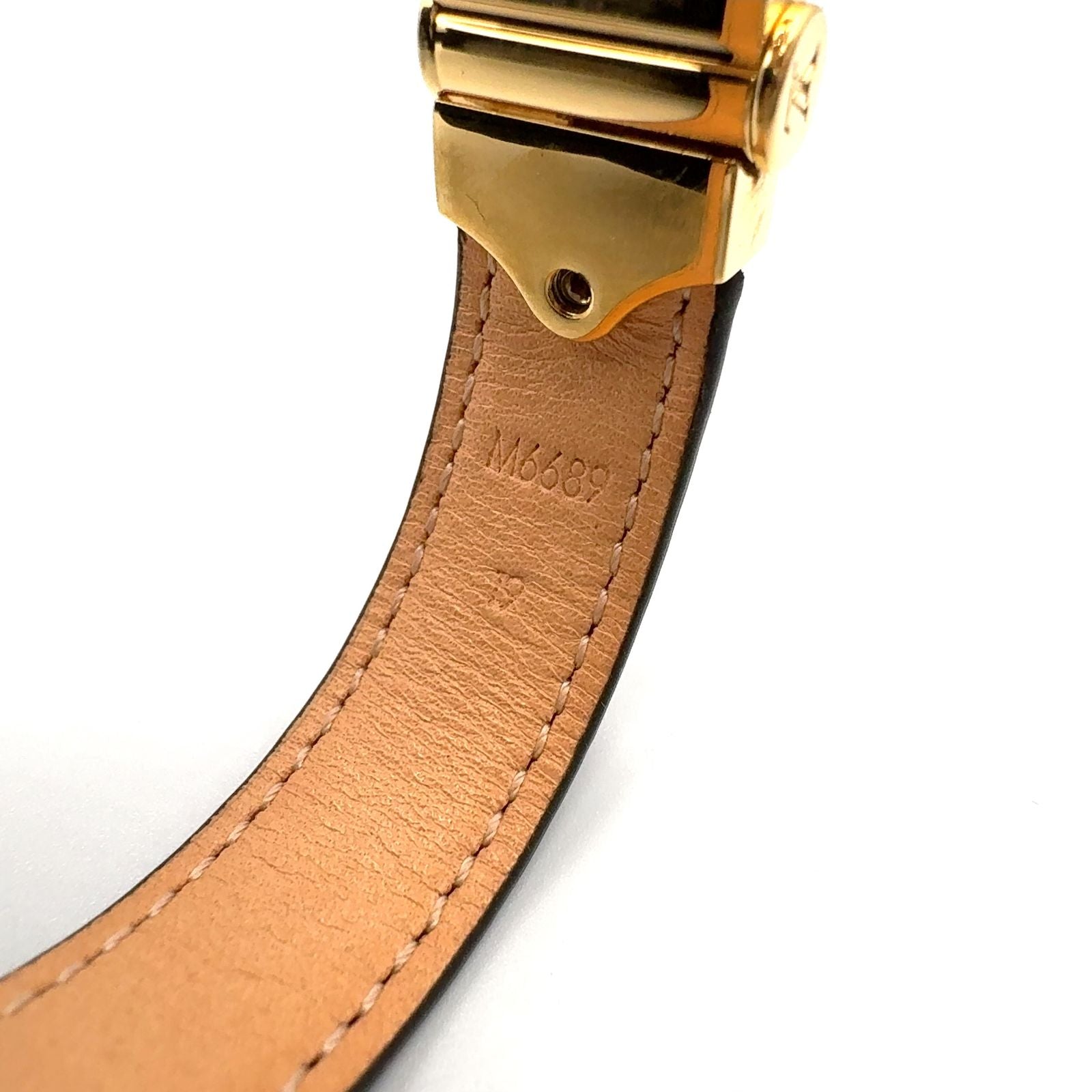 Louis Vuitton Bracelet Monogram Leather Metal Brown Lightbrown Gold — view 8