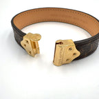 Louis Vuitton Bracelet Monogram Leather Metal Brown Lightbrown Gold — view 5