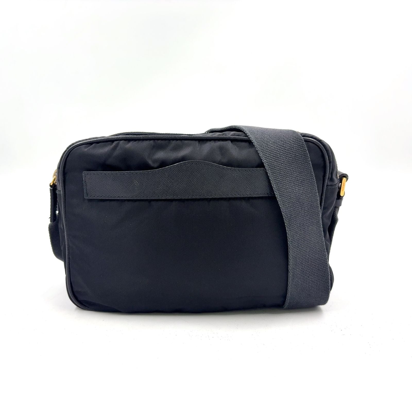 Prada Trianglelogo Plate Nylon Black Shoulder Bag Gold