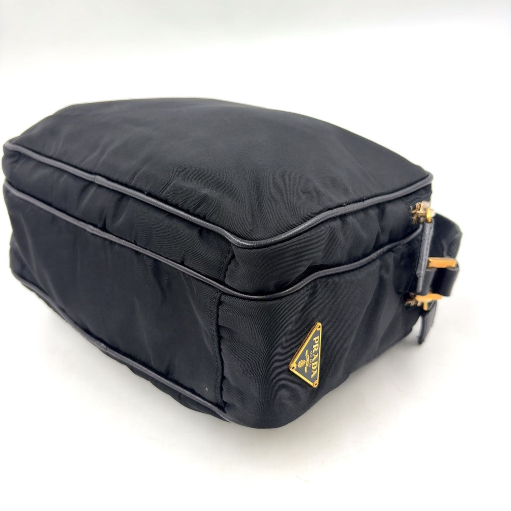 Prada Trianglelogo Plate Nylon Black Shoulder Bag Gold — view 8