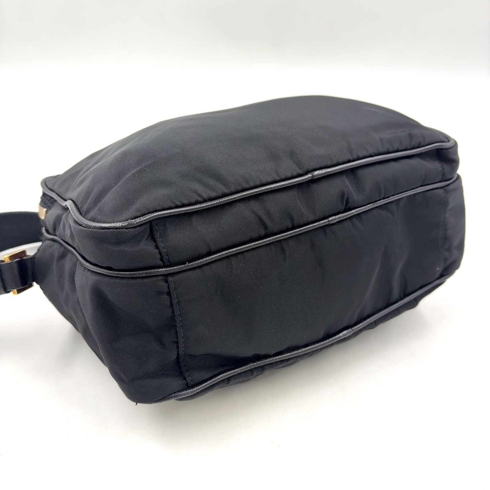 Prada Trianglelogo Plate Nylon Black Shoulder Bag Gold — view 9