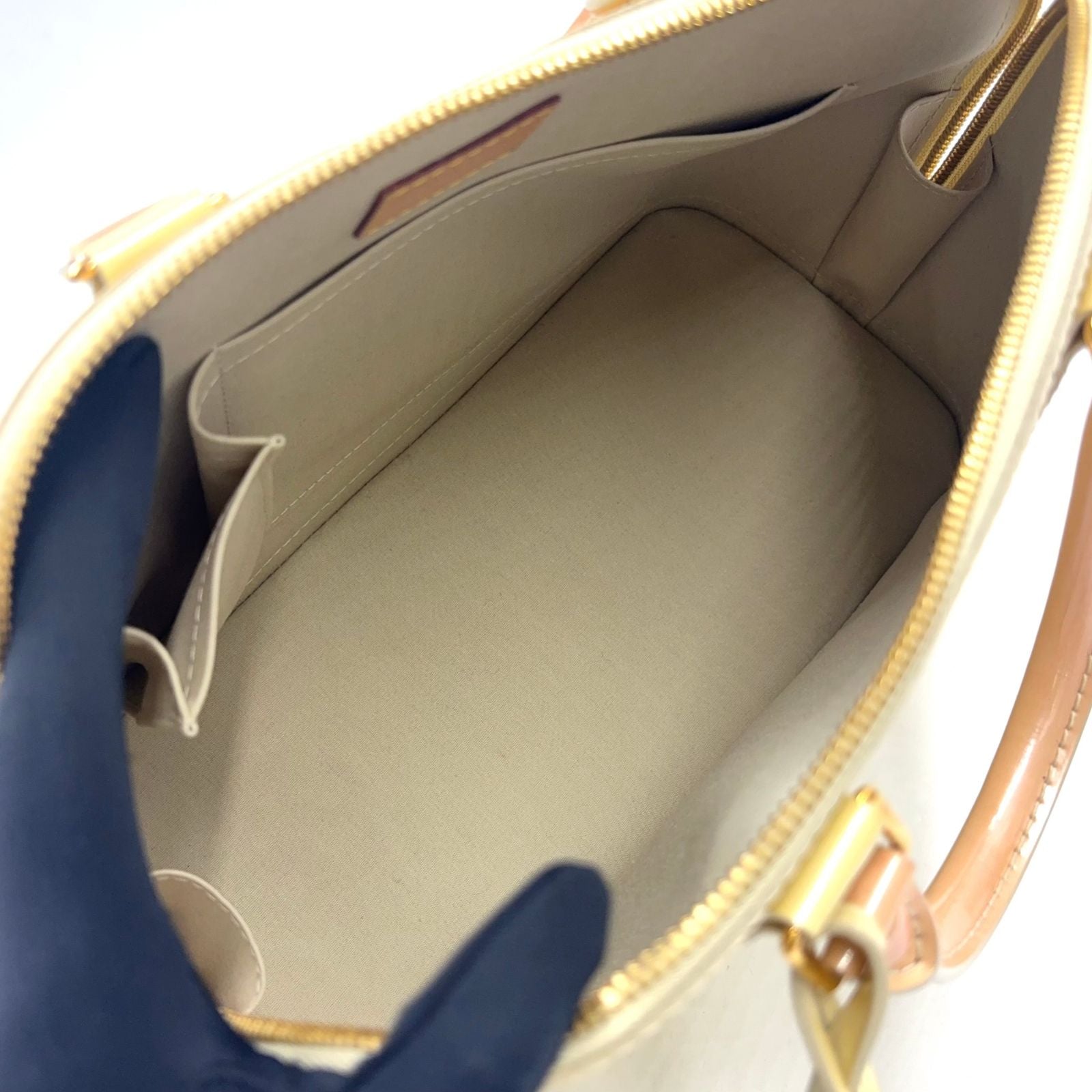 Louis Vuitton Alma PM Monogram Vernis Enamel Light Yellow Handbag Gold — view 3