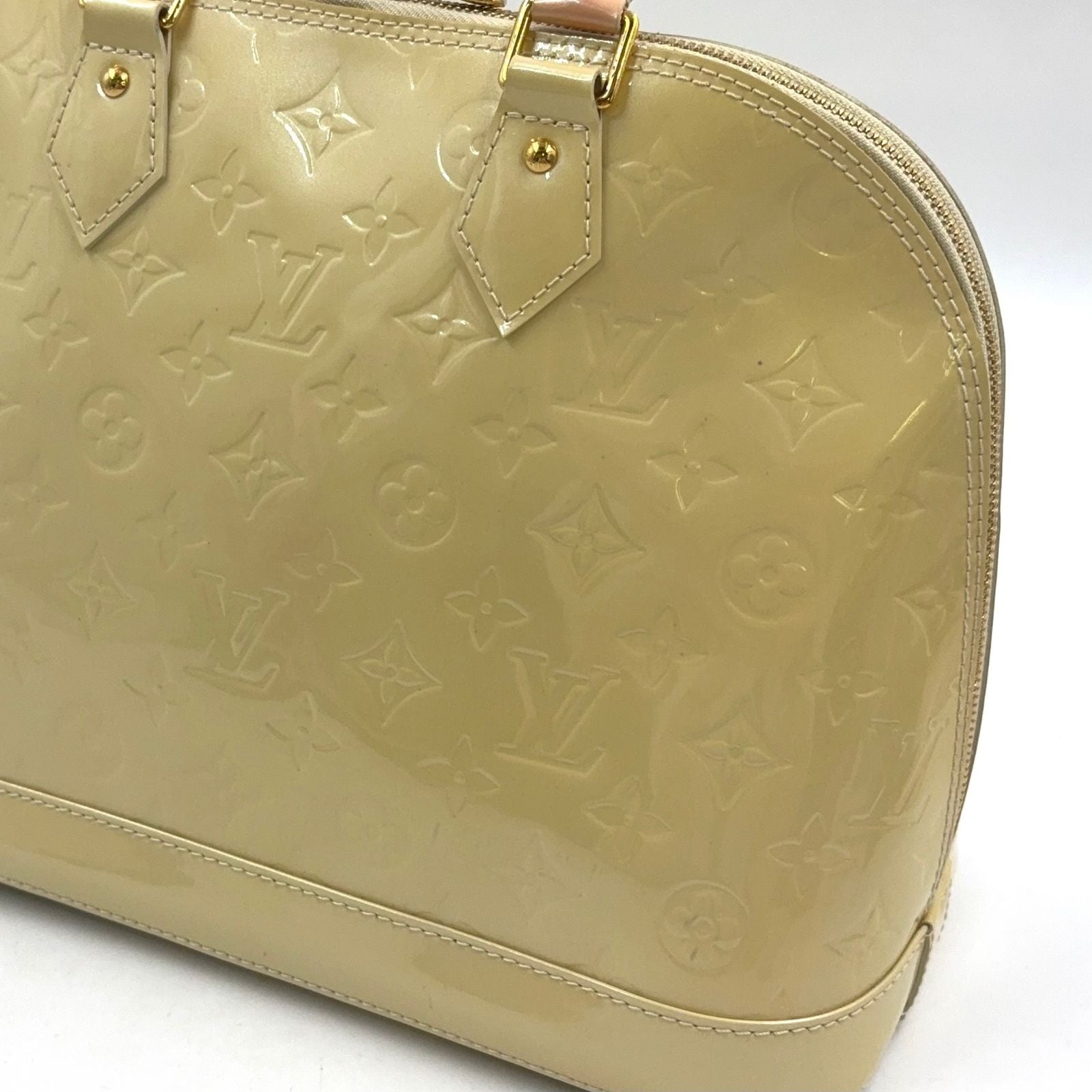 Louis Vuitton Alma PM Monogram Vernis Enamel Light Yellow Handbag Gold — view 5