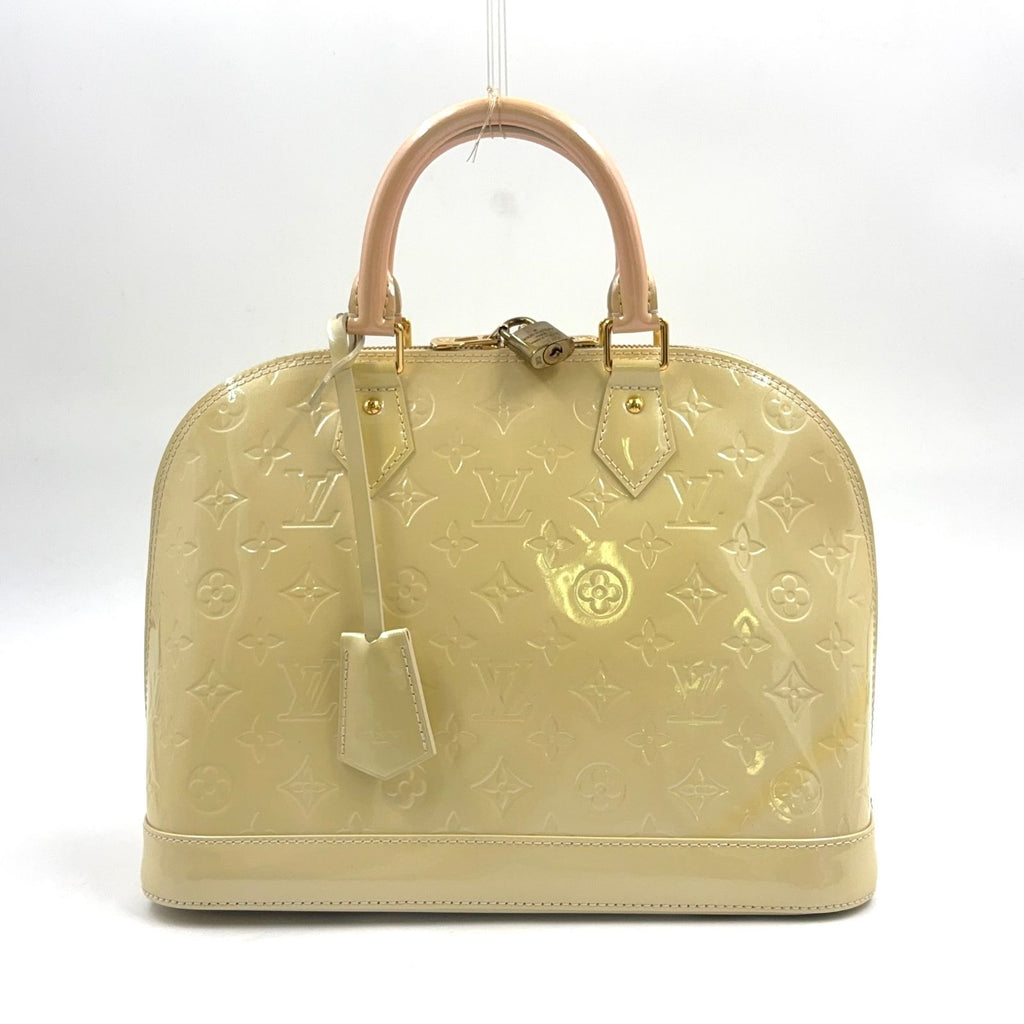 Louis Vuitton Alma PM Monogram Vernis Enamel Light Yellow Handbag Gold
