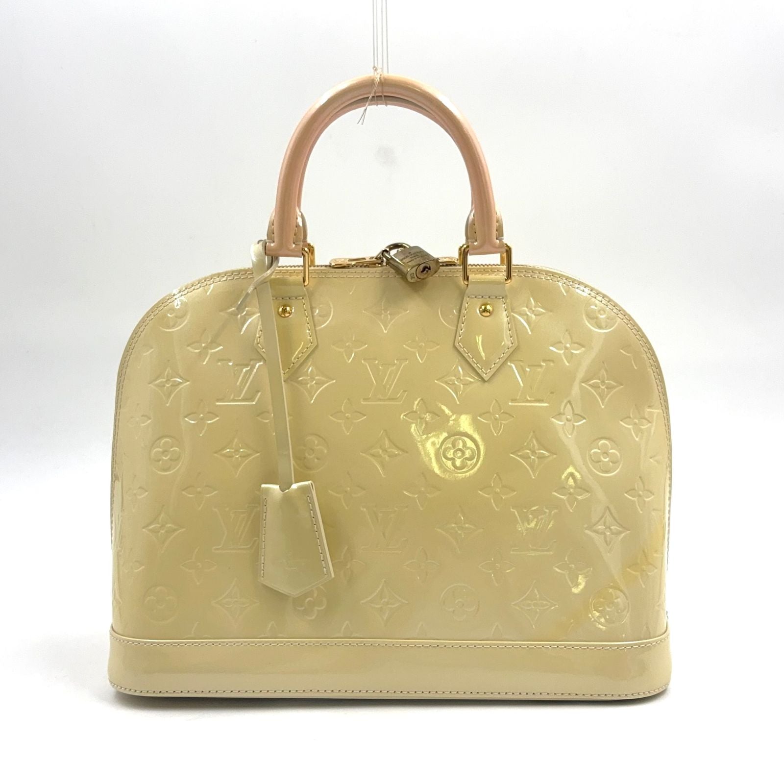 Louis Vuitton Alma PM Monogram Vernis Enamel Light Yellow Handbag Gold