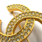 Chanel CC Logo Rhinestone Color Clear Gold Brooch — view 9