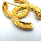 Chanel CC Logo Rhinestone Color Clear Gold Brooch — view 8