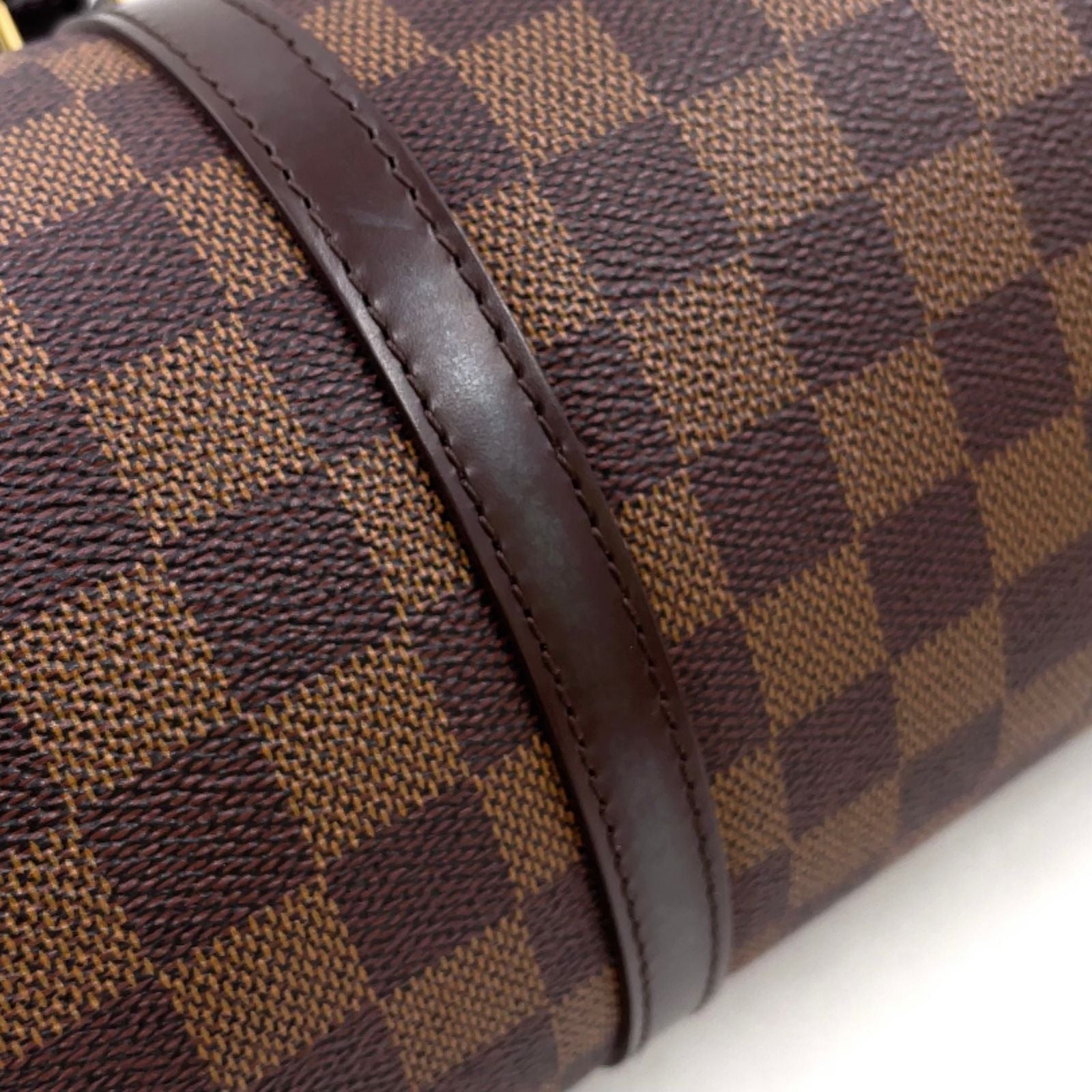 Louis Vuitton Damier Ebene Leather Brown Handbag Gold — view 8