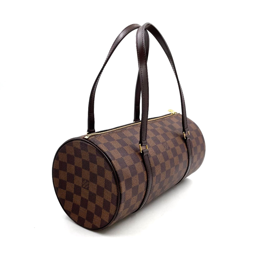 Louis Vuitton Damier Ebene Leather Brown Handbag Gold — view 2