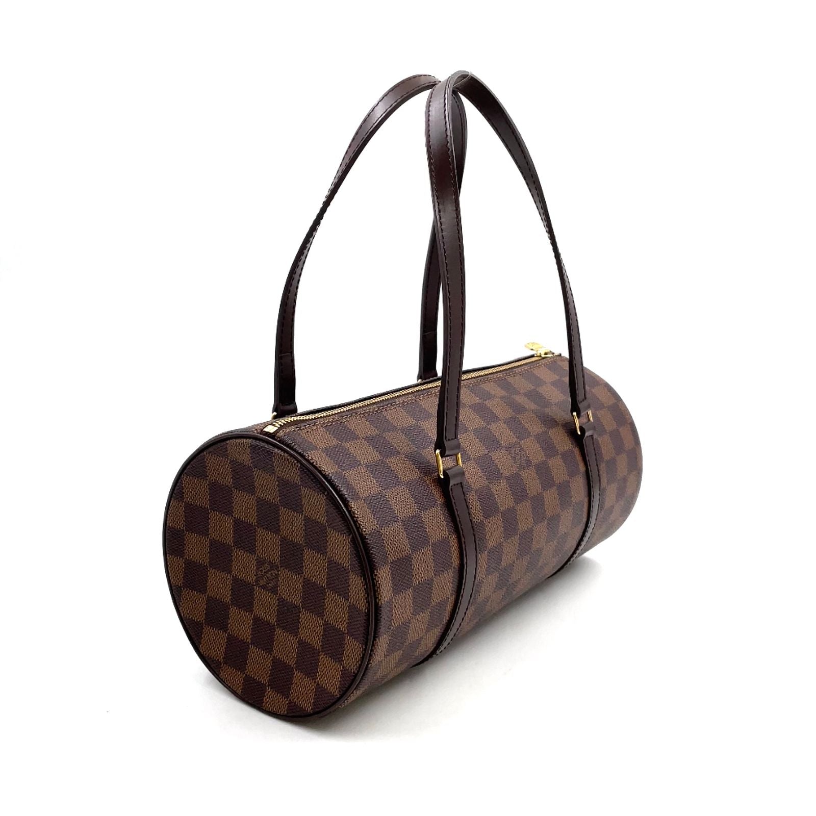 Louis Vuitton Damier Ebene Leather Brown Handbag Gold — view 2