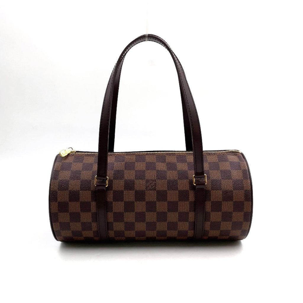 Louis Vuitton Damier Ebene Leather Brown Handbag Gold