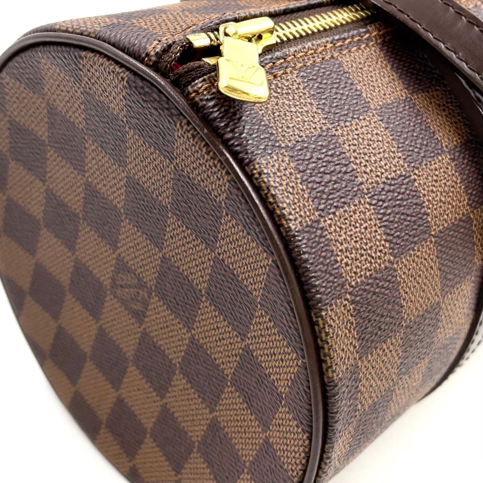 Louis Vuitton Damier Ebene Leather Brown Handbag Gold — view 6