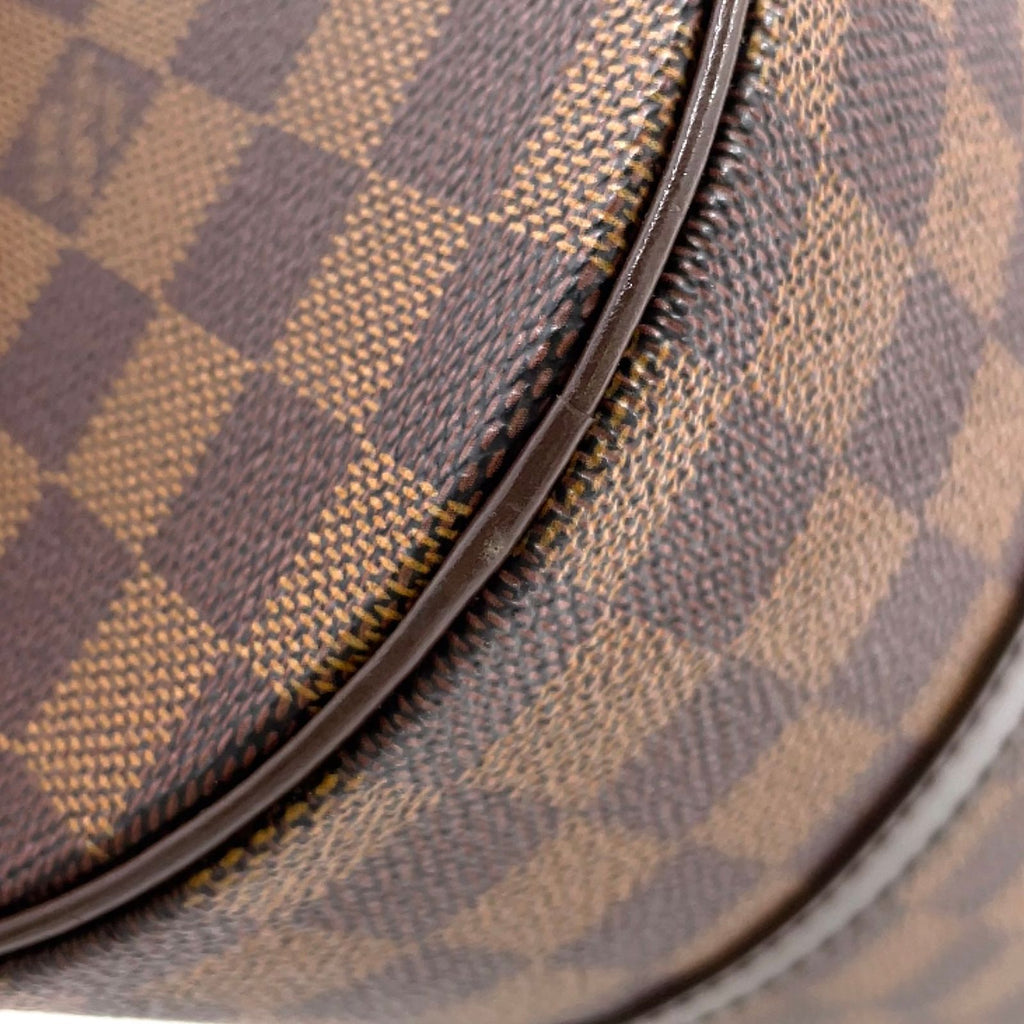 Louis Vuitton Damier Ebene Leather Brown Handbag Gold — view 9