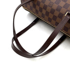 Louis Vuitton Damier Ebene Leather Brown Handbag Gold — view 5