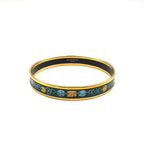 Hermes Enamel PM Metal Green Gold Bangle Bracelet