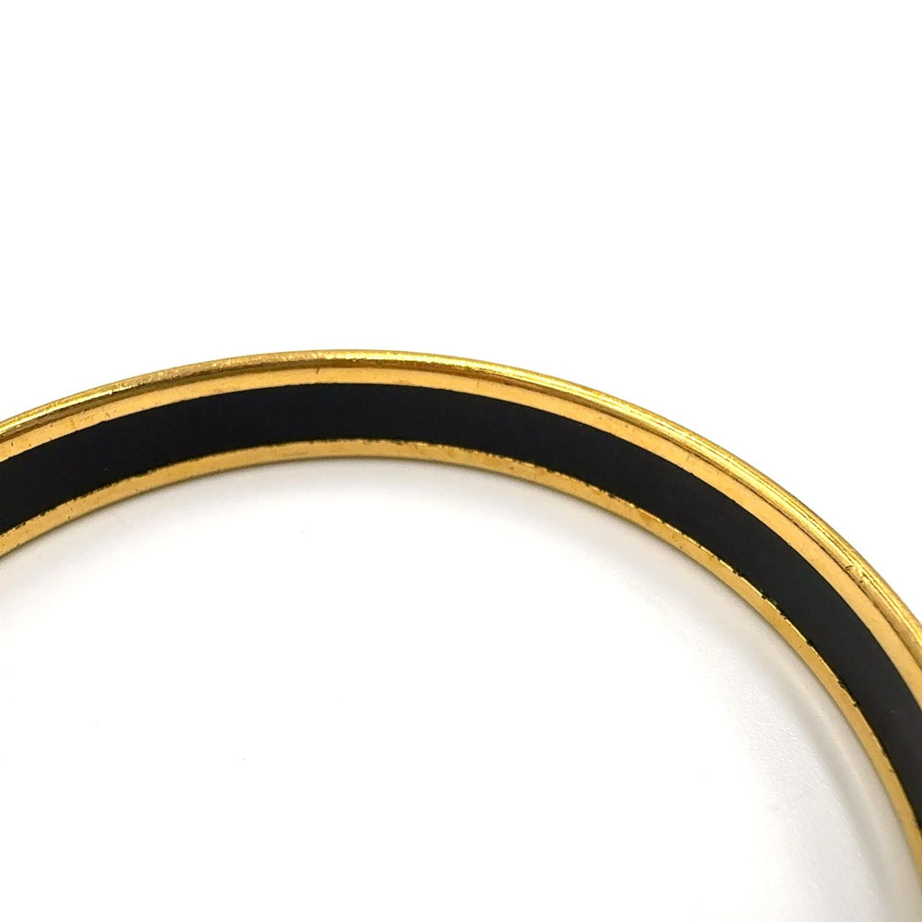 Hermes Enamel PM Metal Green Gold Bangle Bracelet — view 5